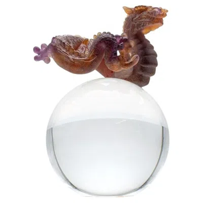 Pre-owned Daum Art Glass Dragon Crystal Ball Decorative Object, France In Gray