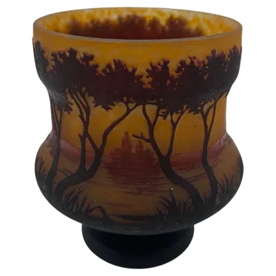 Pre-owned Daum Art Nouveau Cameo Glass Vase  Nancy, France, Circa 1900 In Brown