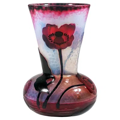 Pre-owned Daum Art Nouveau Cameo Vase 'coquelicot', Corn Poppy Decor,  Nancy, France, 1895 In Brown