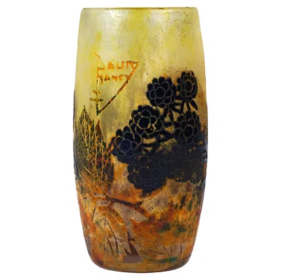 Pre-owned Daum Art Nouveau Cameo Vase 'mûres Sauvages',  Nancy, France, Ca. 1900/1905 In Brown
