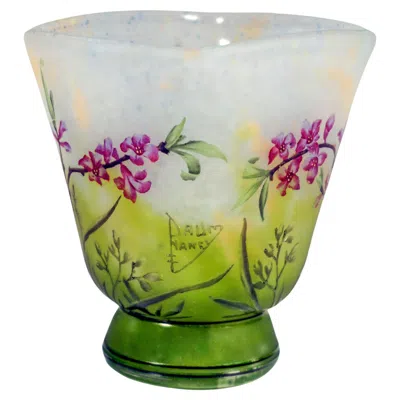 Pre-owned Daum Art Nouveau Cameo Vase With Daphne Decor,  Nancy, France, Ca 1910 In Sand