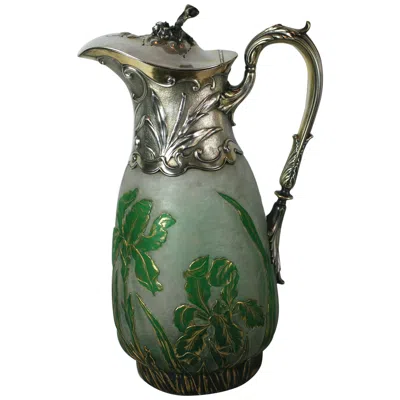 Pre-owned Daum Art Nouveau  Claret With Gorham Sterling Mounts In Red