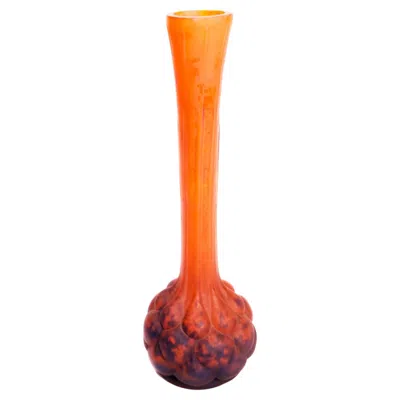 Pre-owned Daum Art Nouveau Orange Glass Vase Verrière D' Art Lorraine