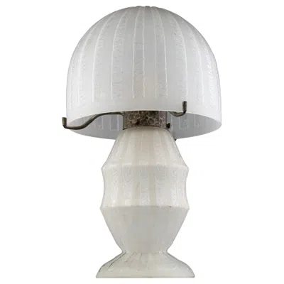 Pre-owned Daum Att. , White Glass And Acid Etched Art Deco Table Lamp, France 1920s