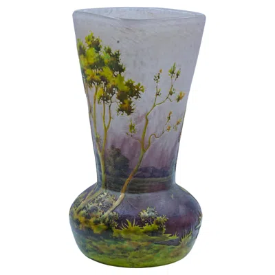 Pre-owned Daum Autumn Vase By , Etched Glass, Art Deco, France, Circa 1920 In Transparent