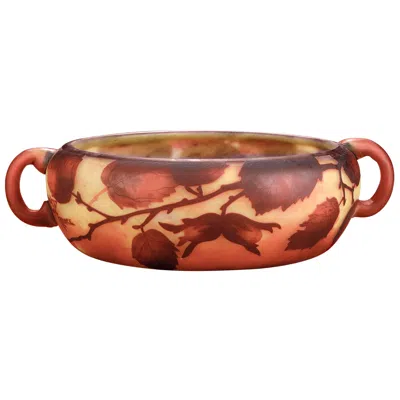 Pre-owned Daum Cameo Glass Bowl By  Nancy, Art Nouveau, France, Circa 1915, 11" In Brown