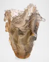 Daum Cavalcade Glazed Brown Crystal Large Vase - 15"