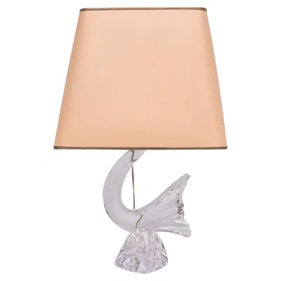 Pre-owned Daum Chrystal Glass Bird Table Lamp 1960s France In Beige