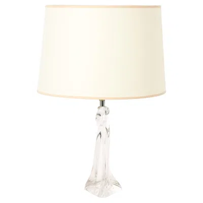 Pre-owned Daum Column Cristal Table Lamp, France 1950's In White