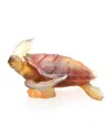Daum Large Mer De Corail Crystal Sea Turtle Sculpture In Amber