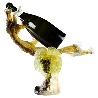 Pre-owned Daum Cristallerie Royale De Champagne, Sculptural Vine Bottle Holder, Ltd. Edition In Sand