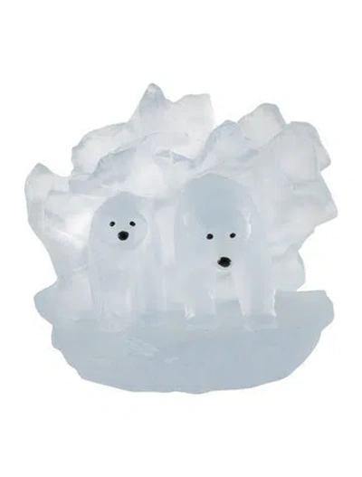 Pre-owned Daum Crystal Arktos Polar Bears In Transparent