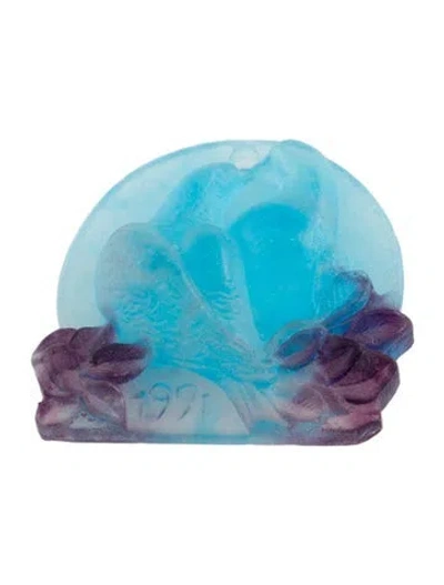 Pre-owned Daum Crystal Birds 1991 Christmas Ornament In Multi