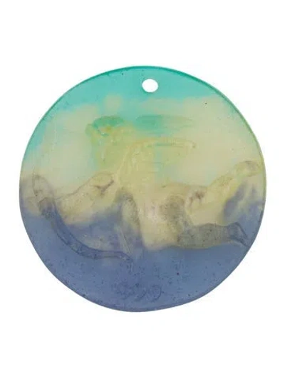 Pre-owned Daum Crystal Cherub 1999 Christmas Ornament In Blue