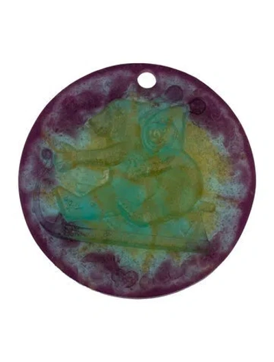 Pre-owned Daum Crystal Christmas Ornament In Purple