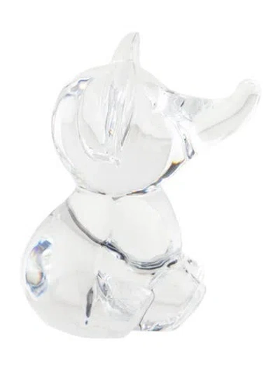 Pre-owned Daum Crystal Elephant Figurine In Transparent