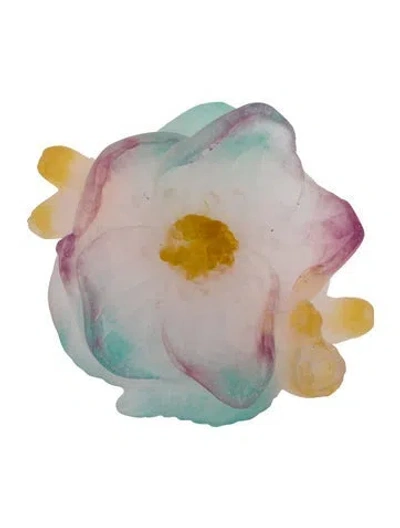 Pre-owned Daum Crystal Flower Ornament In Purple