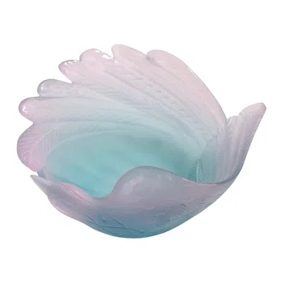 Pre-owned Daum Crystal, France, Contemporary "birds Of Paradise" Bowl In Transparent