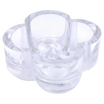 Pre-owned Daum Crystal France Trinket Tray In Clear And Frosted Glass - Circa 1980 In Gray