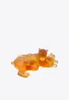 Daum Amber Lion With Cubs Figurine In Amber