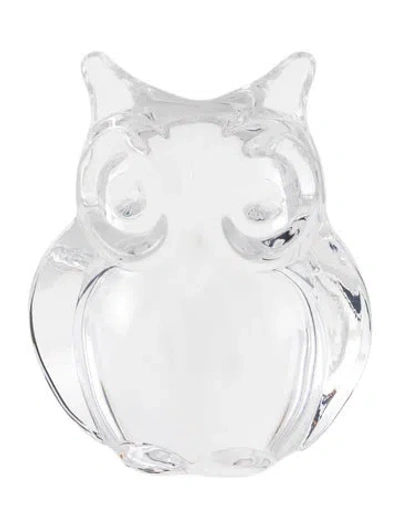 Pre-owned Daum Crystal Owl Figurine In Transparent
