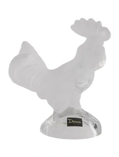 Pre-owned Daum Crystal Rooster Figurine In Clear