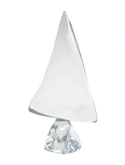 Pre-owned Daum Crystal Sailboat In Transparent