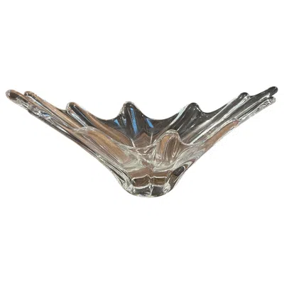 Pre-owned Daum Crystal Starburst Bowl By , France In Gray