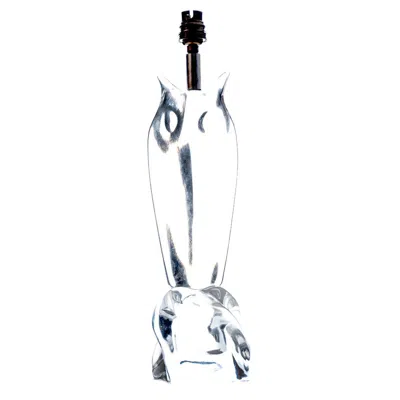 Pre-owned Daum Crystal Table Lamp In The Form Of An Owl In Transparent