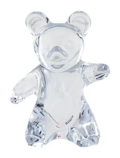 Pre-owned Daum Crystal Teddy Bear Collectible Figurine In Transparent