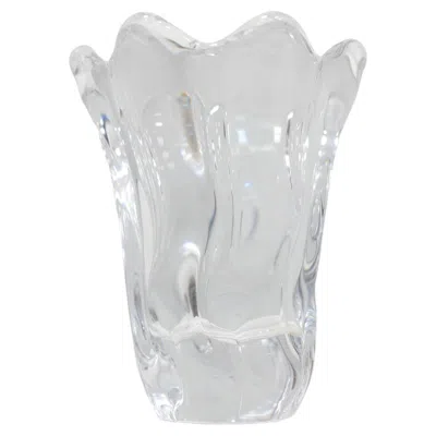 Pre-owned Daum Crystal Vase Signed , France In Transparent
