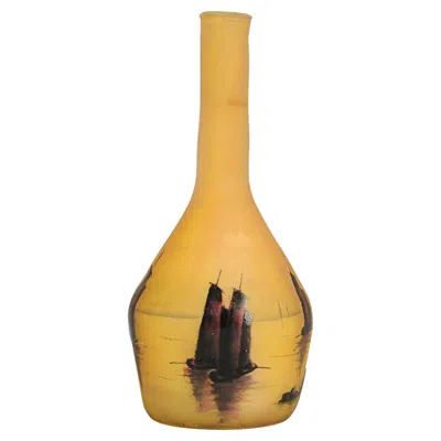 Pre-owned Daum Early 20th Century Art Nouveau Glass "miniature Boating Vase" By  Frères In Orange