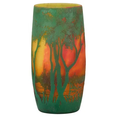 Pre-owned Daum Early 20th Century Art Nouveau Glass "red Sunset Vase" By  Frères In Brown