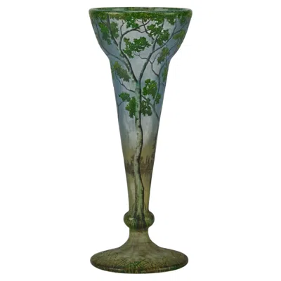 Pre-owned Daum Early 20th Century Cameo Glass "paysage Vase" By  Frères In Transparent