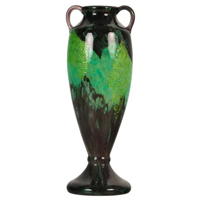 Pre-owned Daum Early 20th Century French Art Deco Nancy  Tall Decorative Vase In Black