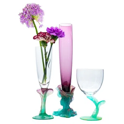 Pre-owned Daum , Exquise Set Pâte De Verre, Lilac Aqua Green Pink, France