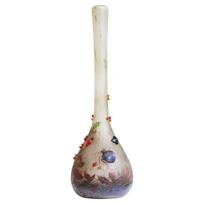 Pre-owned Daum Exquisite Very Rare ''spider Vase'' By  Nancy Wheel Carved Glass 1905 France In Transparent