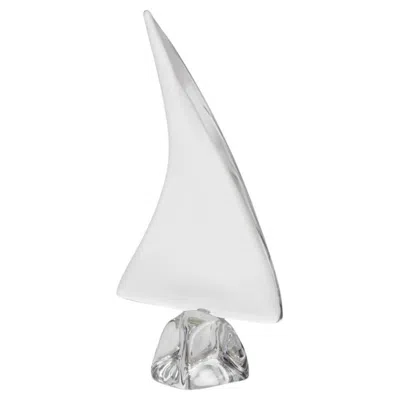 Pre-owned Daum Extra Large Crystal Sailboat Sculpture By , France In Gray