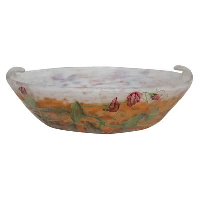 Pre-owned Daum Fine  Nancy Cameo And Enamel Glass Bowl In Transparent