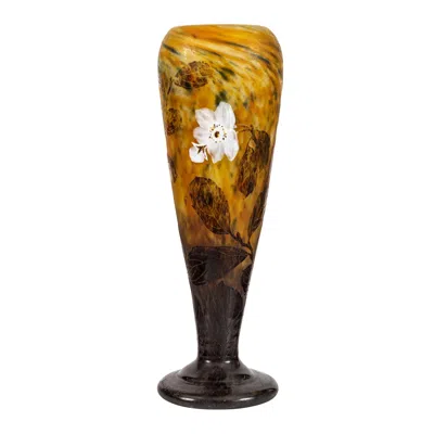 Pre-owned Daum Fine  Nancy Cameo And Enamel Glass Vase France, Circa 1914 In Brown