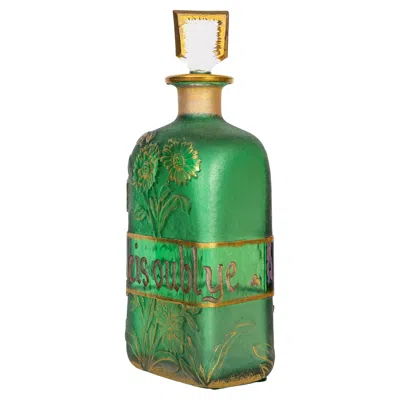 Pre-owned Daum Fine  Nancy Glass Perfume Bottle France, Circa 1910 In Green
