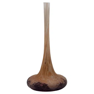Pre-owned Daum Fine  Nancy Glass Vase "sigh" In Brown