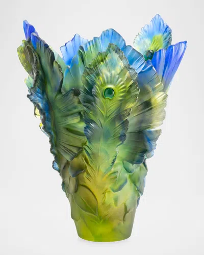 Daum Fleur De Paon Exotique Large Vase In Multi
