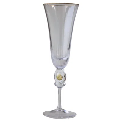 Pre-owned Daum France “boule D'or” Champagne Flutes In Gray