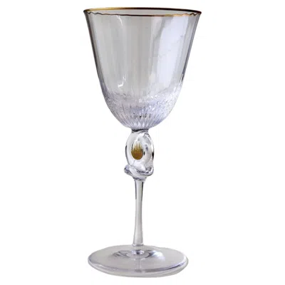 Pre-owned Daum France “boule D'or” Set Of 6 Wine Glasses In Gray