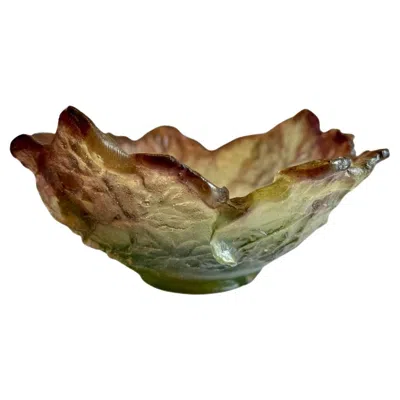 Pre-owned Daum France - Cabbage Leaf Bowl, Xxth In Brown