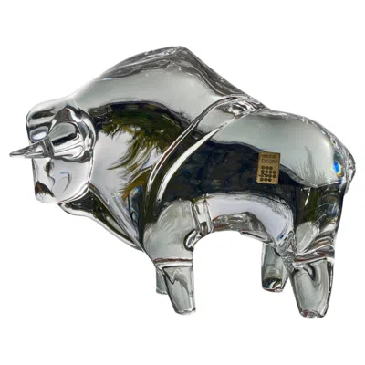 Pre-owned Daum France - Crystal Bison/bull In Gray