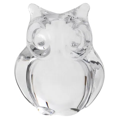 Pre-owned Daum France Crystal Owl Paperweight Sculpture, Circa 1960 In Gray