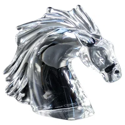 Pre-owned Daum France Crystal Sculpture. Horsehead. France, 1990s In Gray
