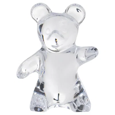 Pre-owned Daum France Crystal Teddy Bear Paperweight Sculpture In Gray